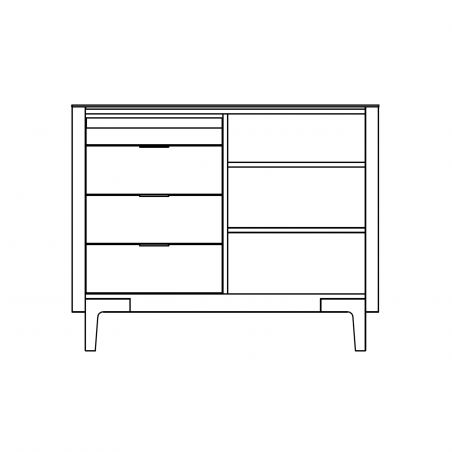 Schema de structure des différents rangements du meuble Schema de structure des différents rangements du meuble