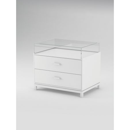 Meuble vitrine 2 tiroirs blanc Meuble vitrine 2 tiroirs blanc