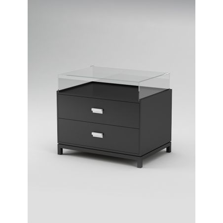 Meuble vitrine avec 2 tiroirs noir Meuble vitrine avec 2 tiroirs noir