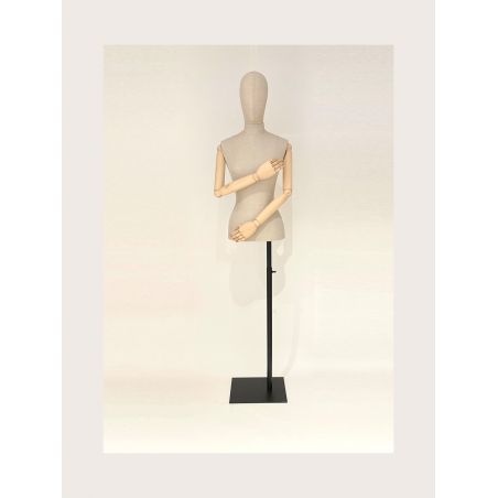 Buste de vitrine de femme en lin naturel Buste de vitrine de femme en lin naturel