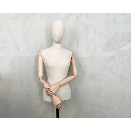 buste de vitrine avec tête et bras en bois articulés buste de vitrine avec tête et bras en bois articulés