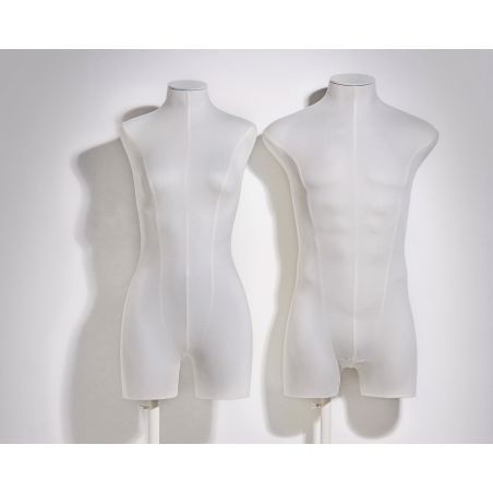 deux torses en tissus blanc homme et femme deux torses en tissus blanc homme et femme