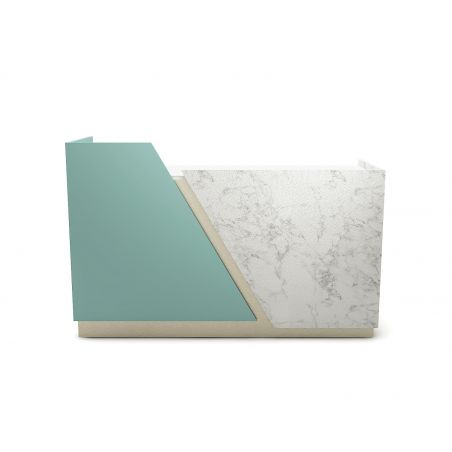 Comptoir caisse bleu et marbre blanc L 170cm Comptoir caisse bleu et marbre blanc L 170cm